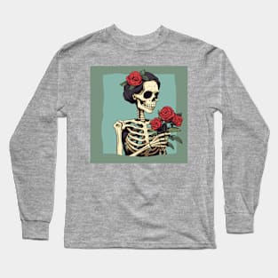 Bloombones "My bones, a bouquet of rebellion.". Cozy, casual style. With a front pocket and snug hood. Artistic expression on a unique canvas. Long Sleeve T-Shirt